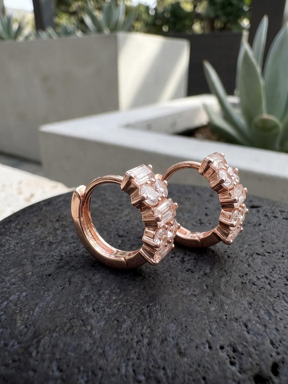 Grace Circular Stone Half-Hoop Earrings