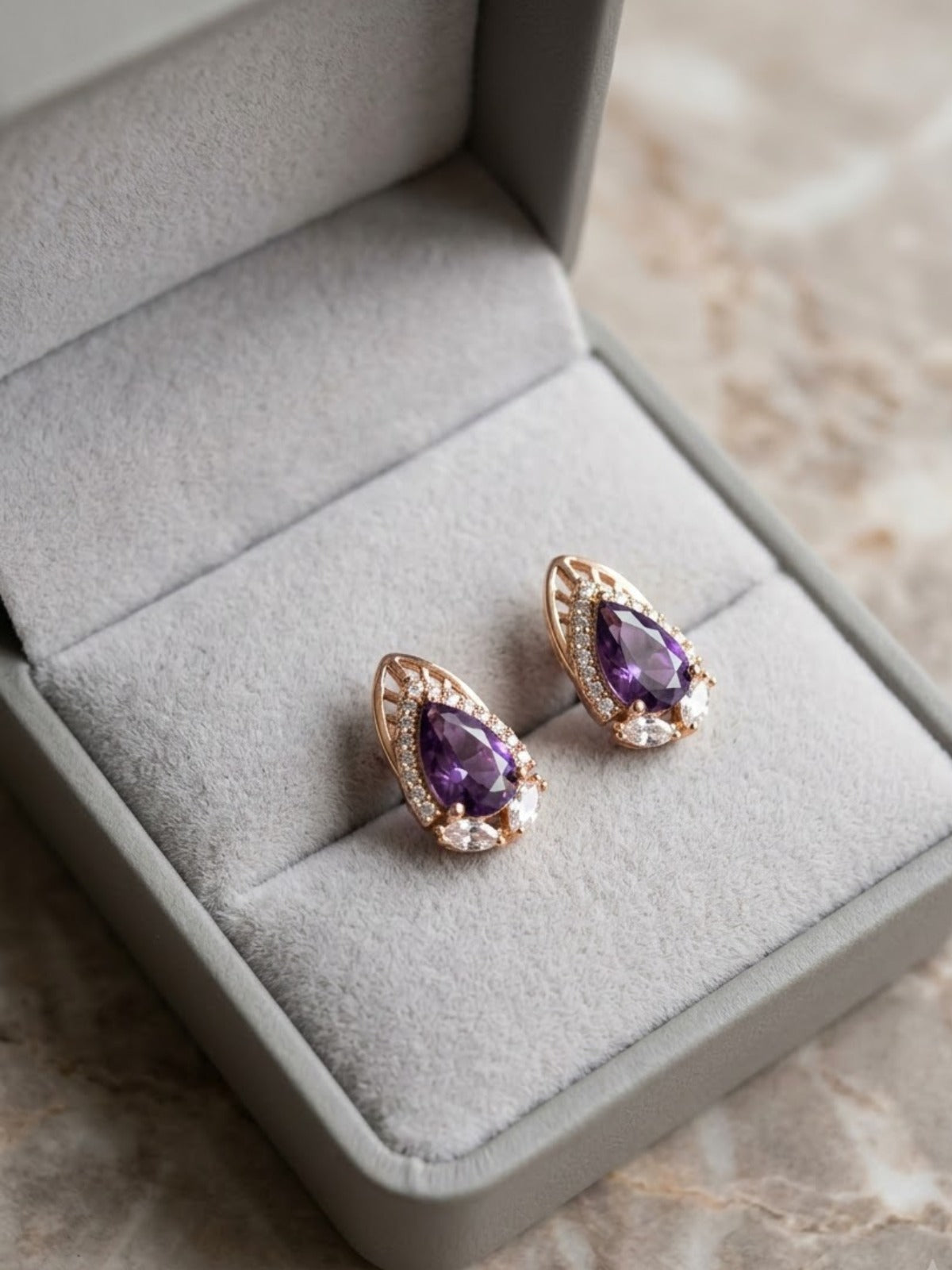 Ruby Loop Purple Teardrop Earrings
