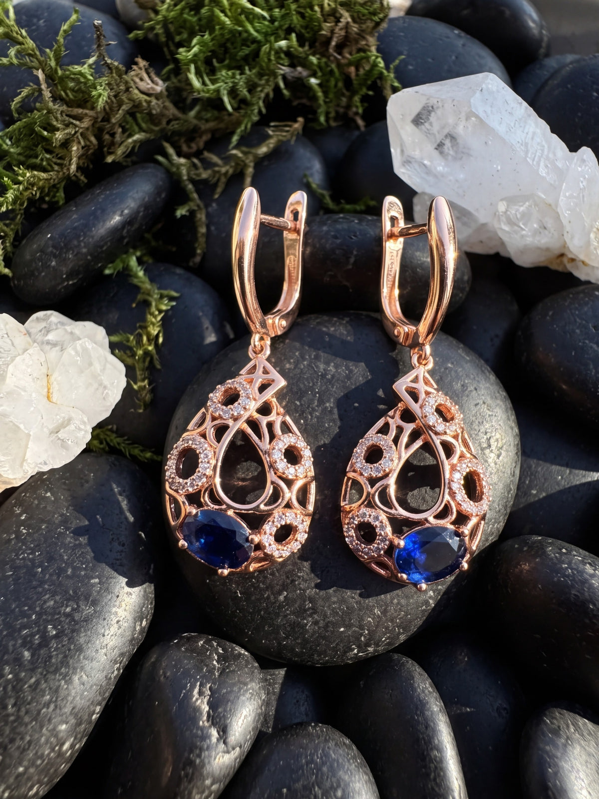 Majesty Blue Teardrop Filigree Earrings