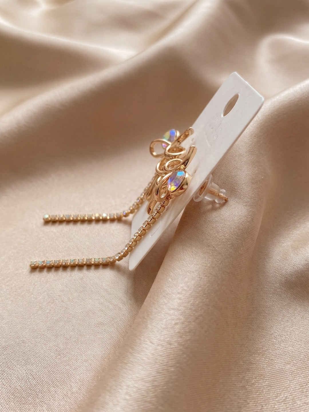 Fairy Ribbon Crystal Drop Earrings