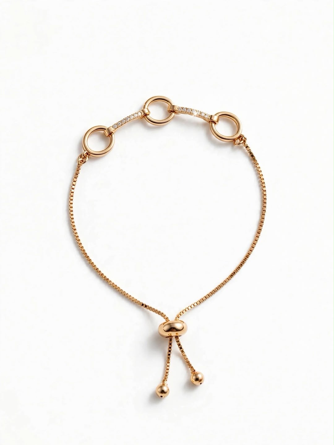 Golden Oval Link Stone Bracelet