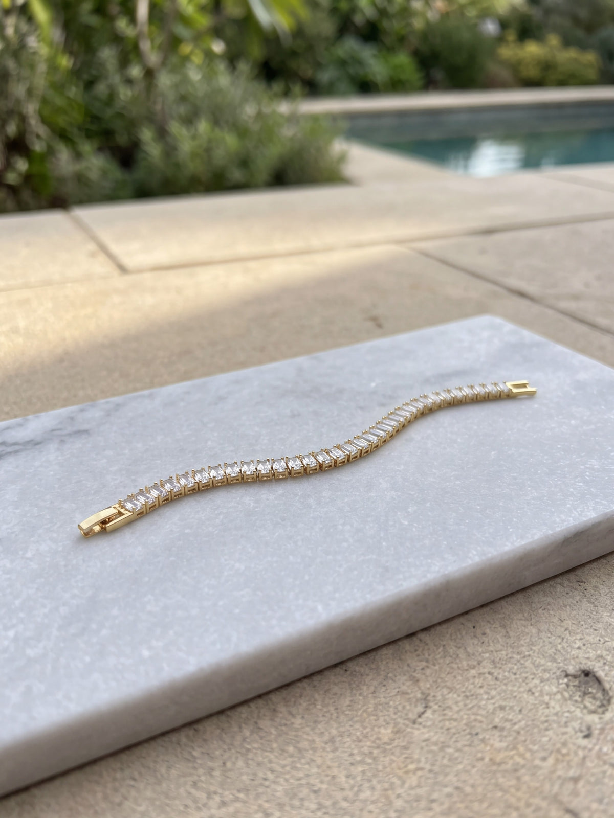 Golden White Crystal Link Bracelet
