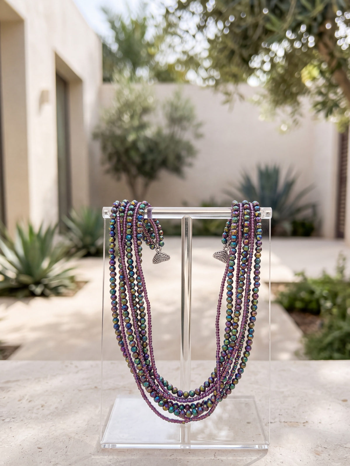 Purple Crystal Multi-Strand Magnetic Necklace