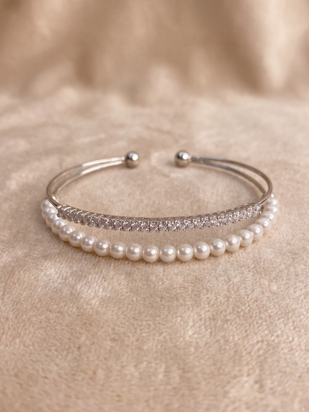 Pearl Pop Silver Cuff Bracelet
