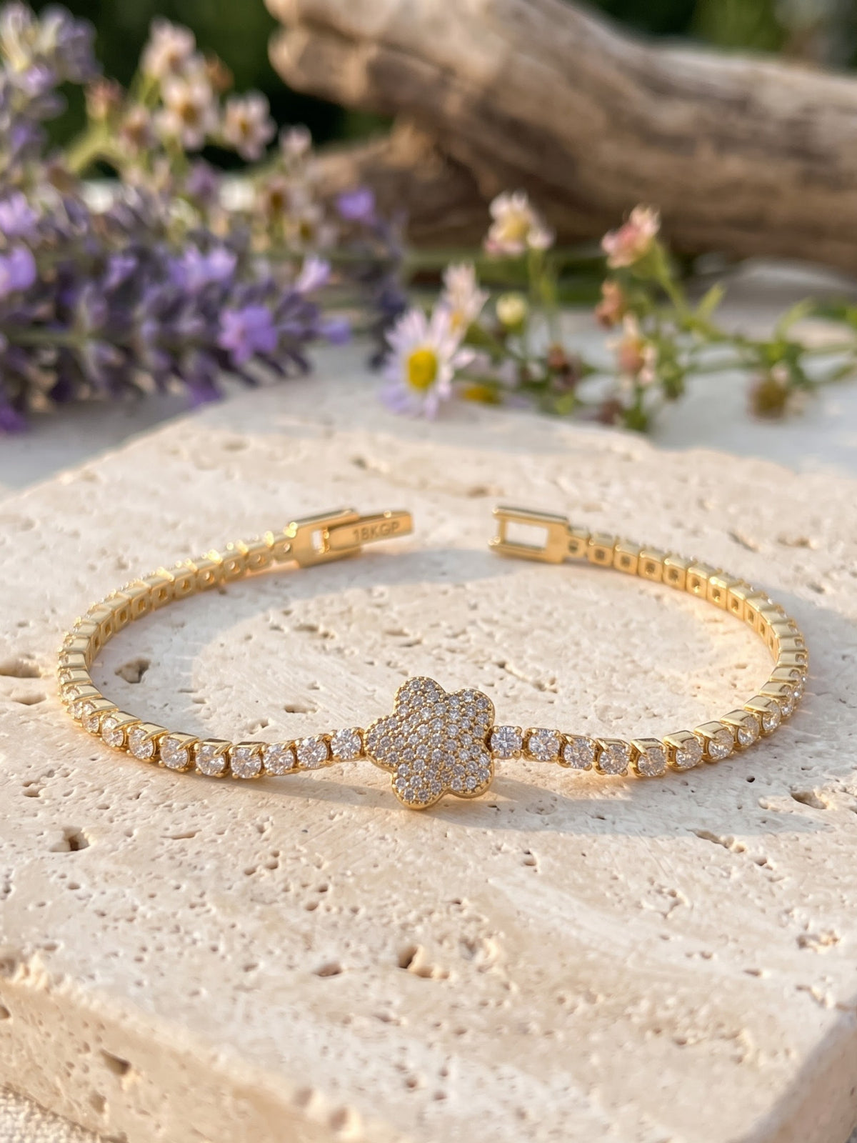 Flora Crystal Gold Bracelet