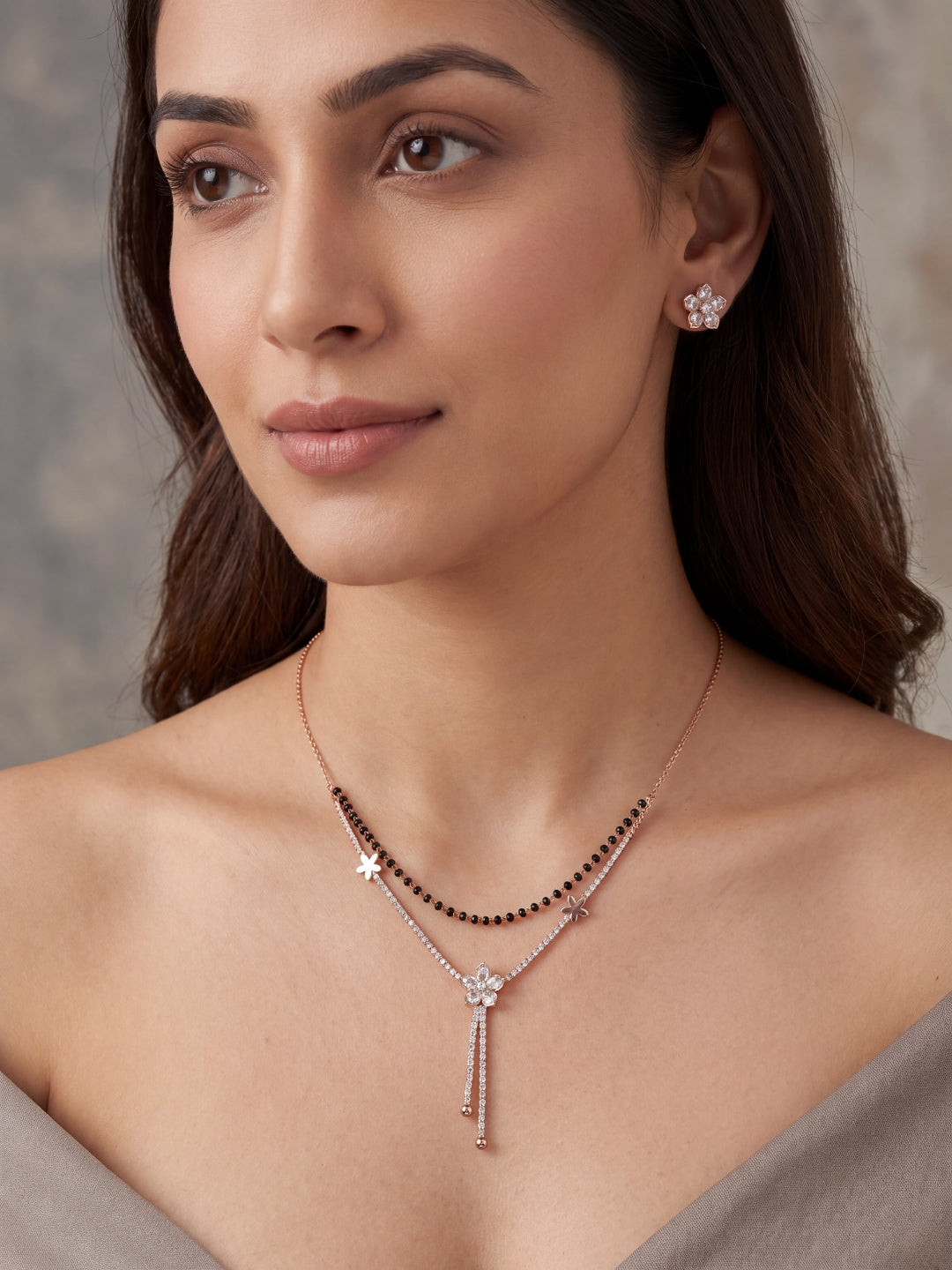 Rose Floral Layered Stone Mangalsutra