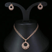 Rose Circular Textured Pendant Set