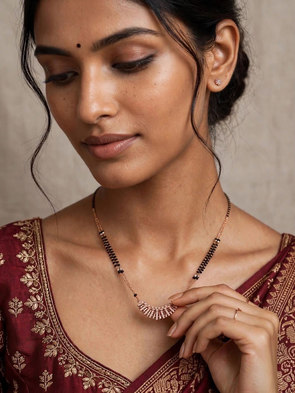 Rose Fan Charm Layered Mangalsutra