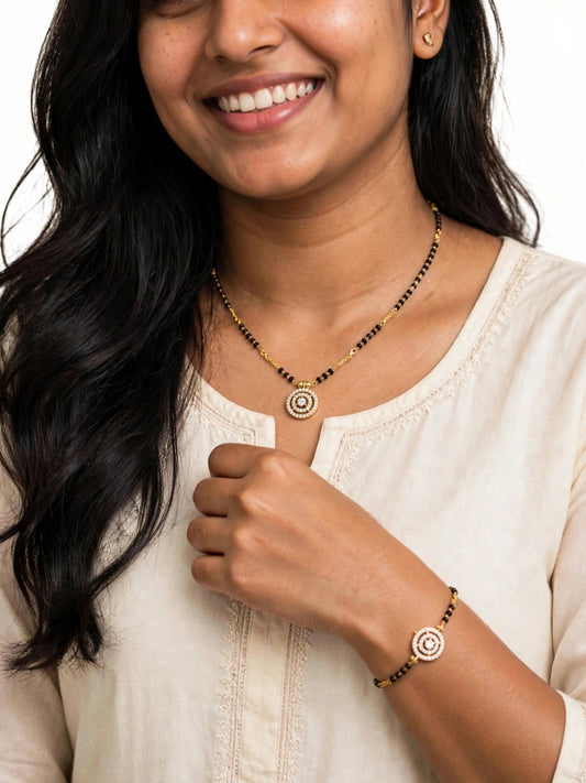 Golden Circle Stone Mangalsutra Set