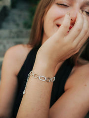 Rose Circular Charm Link Bracelet