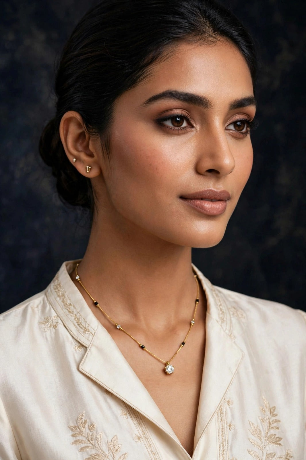 Golden Solitaire Charm Mangalsutra