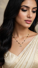Golden Green Oval Pendant Mangalsutra