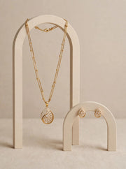 Golden Teardrop Double-Layer Necklace Set