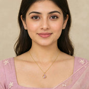 Golden Pink Butterfly Necklace Set