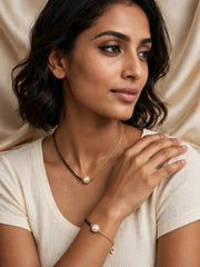 Pearl Charm Mangalsutra & Hand Bracelet Set