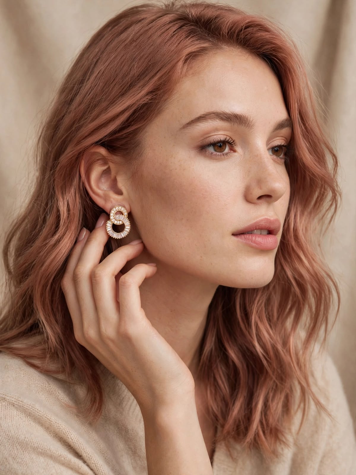 Rose Gold Interlinked Crystal Drop Earrings