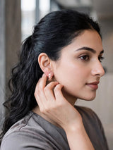 Rose Gold Baguette Layered Hoop Earrings