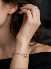Rose Floral Pearl Link Bracelet