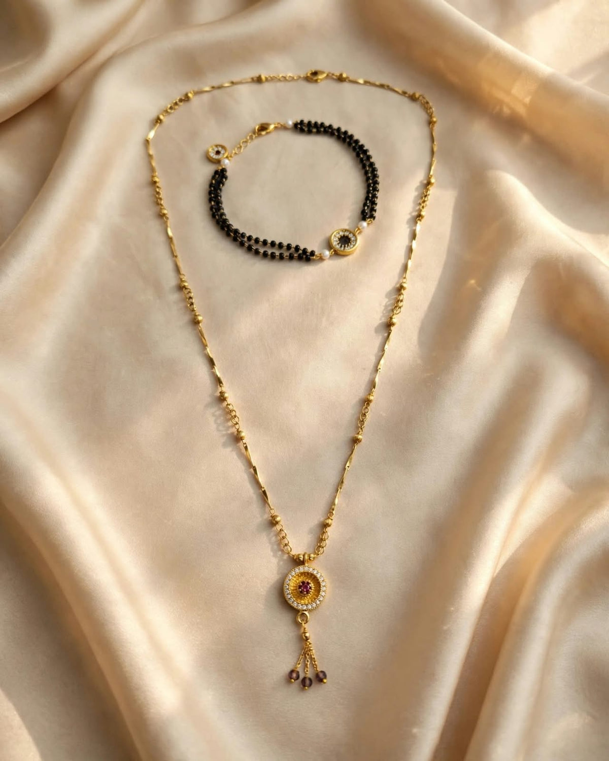 Pink Halo Dual Mangalsutra Set