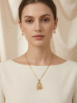 Golden Leaf Charm Necklace Set