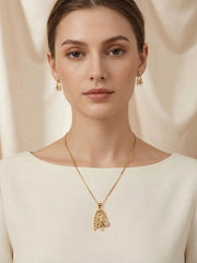 Golden Leaf Charm Necklace Set