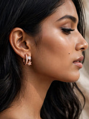 Rose Starburst Hoop Earrings