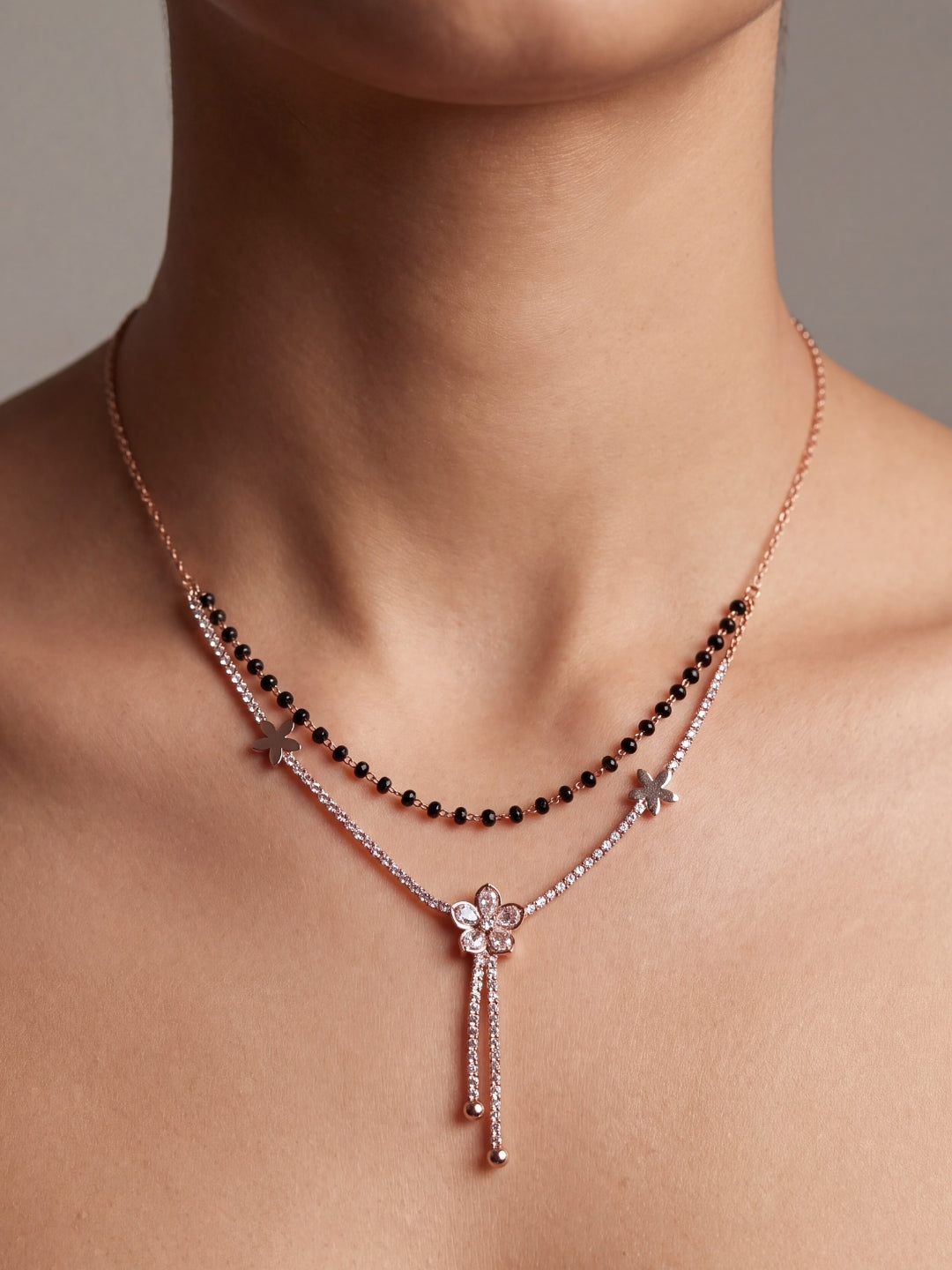 Rose Floral Layered Stone Mangalsutra