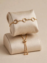 Golden Oval Link Stone Bracelet