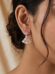 Rose Gold Fan Crystal Drop Earrings