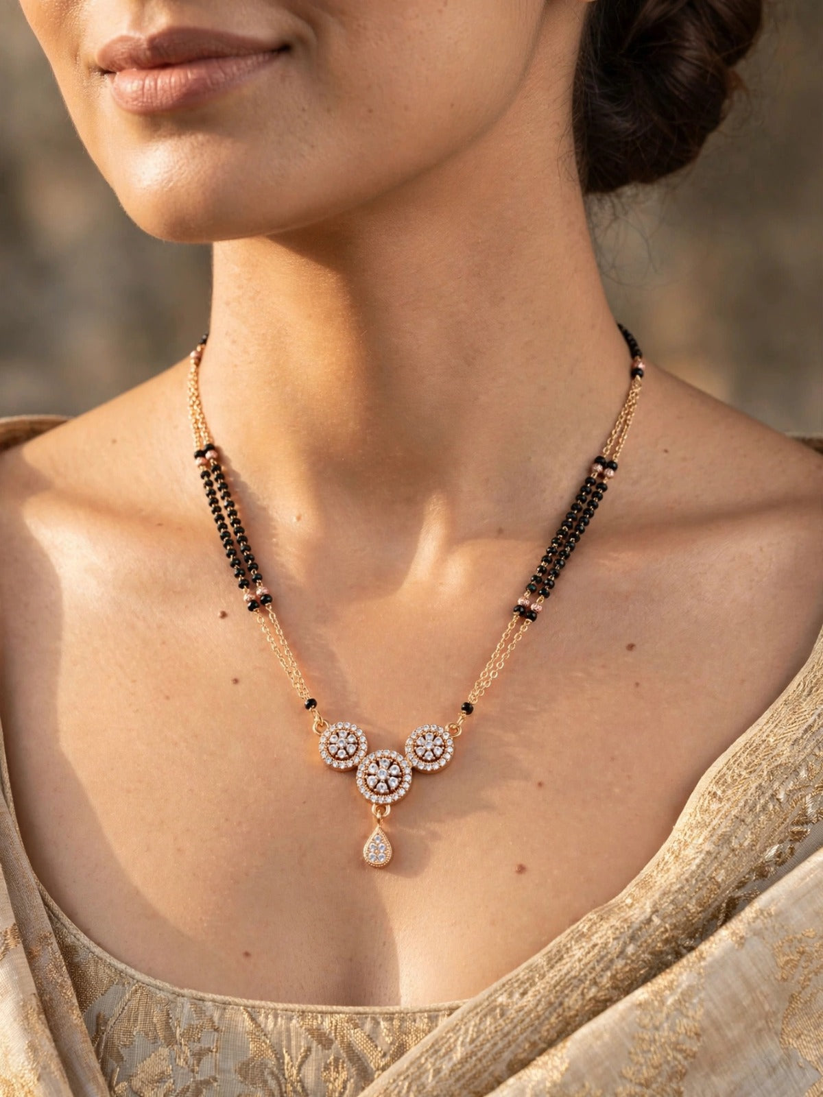Rose Triple Radiance Teardrop Mangalsutra