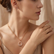 Rose Circular Textured Pendant Set