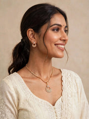 Golden Leaf Openwork Necklace Set