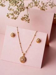 Golden Geometric Halo Necklace Set