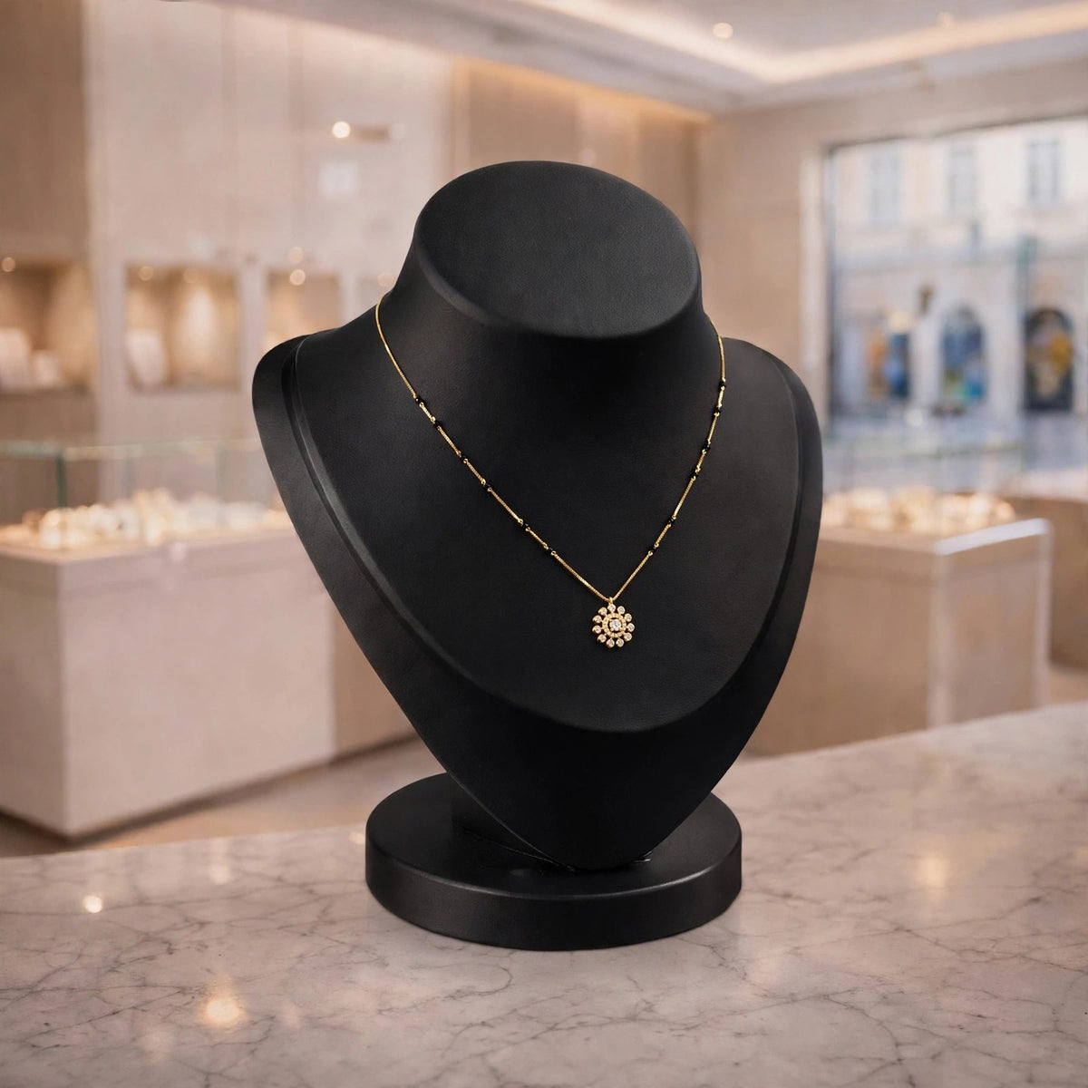 Golden Floral Charm Mangalsutra