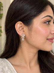 Rose Crystal Flower Drop Earrings