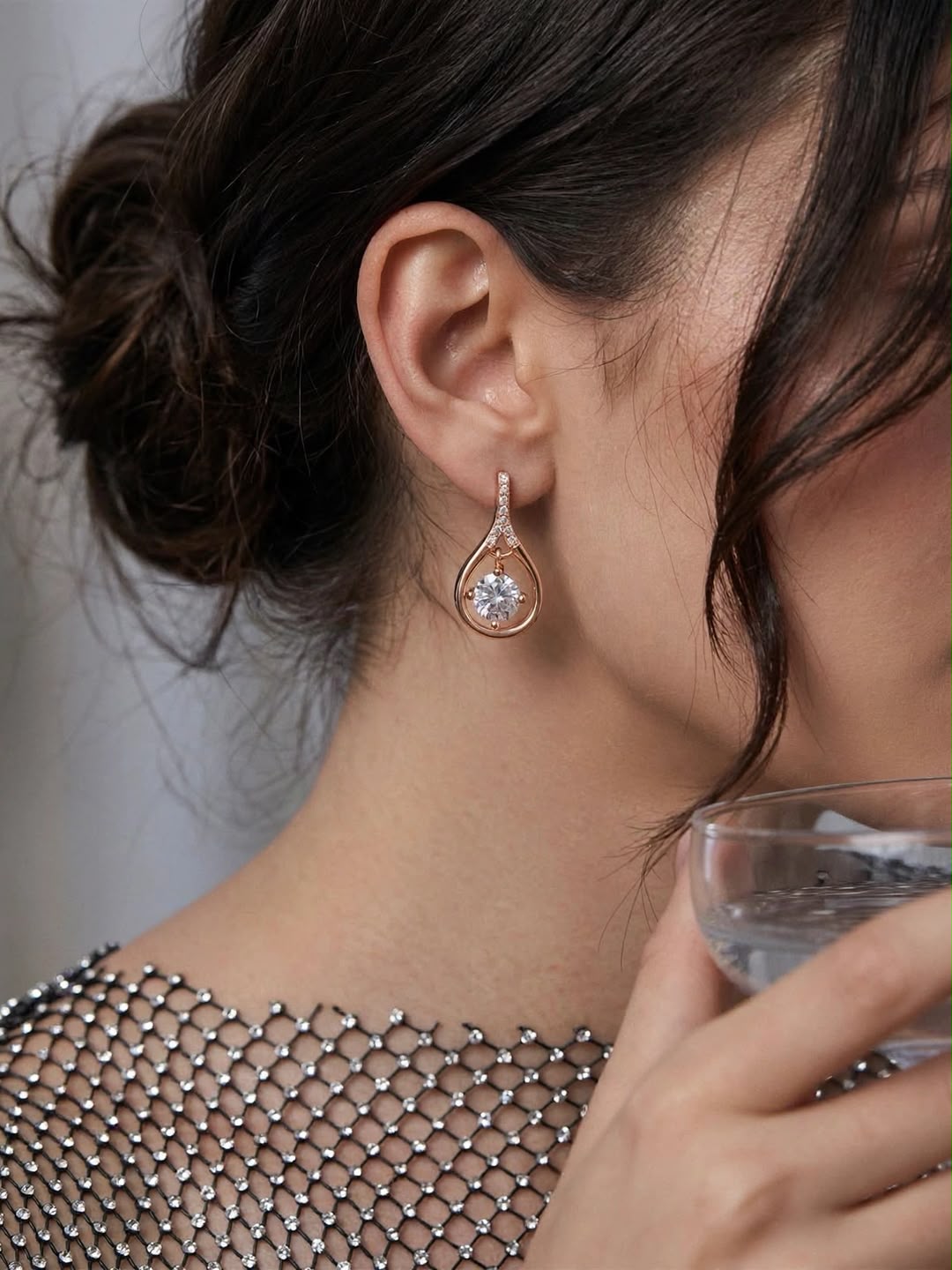 Rose Gold Teardrop Radiance Earrings
