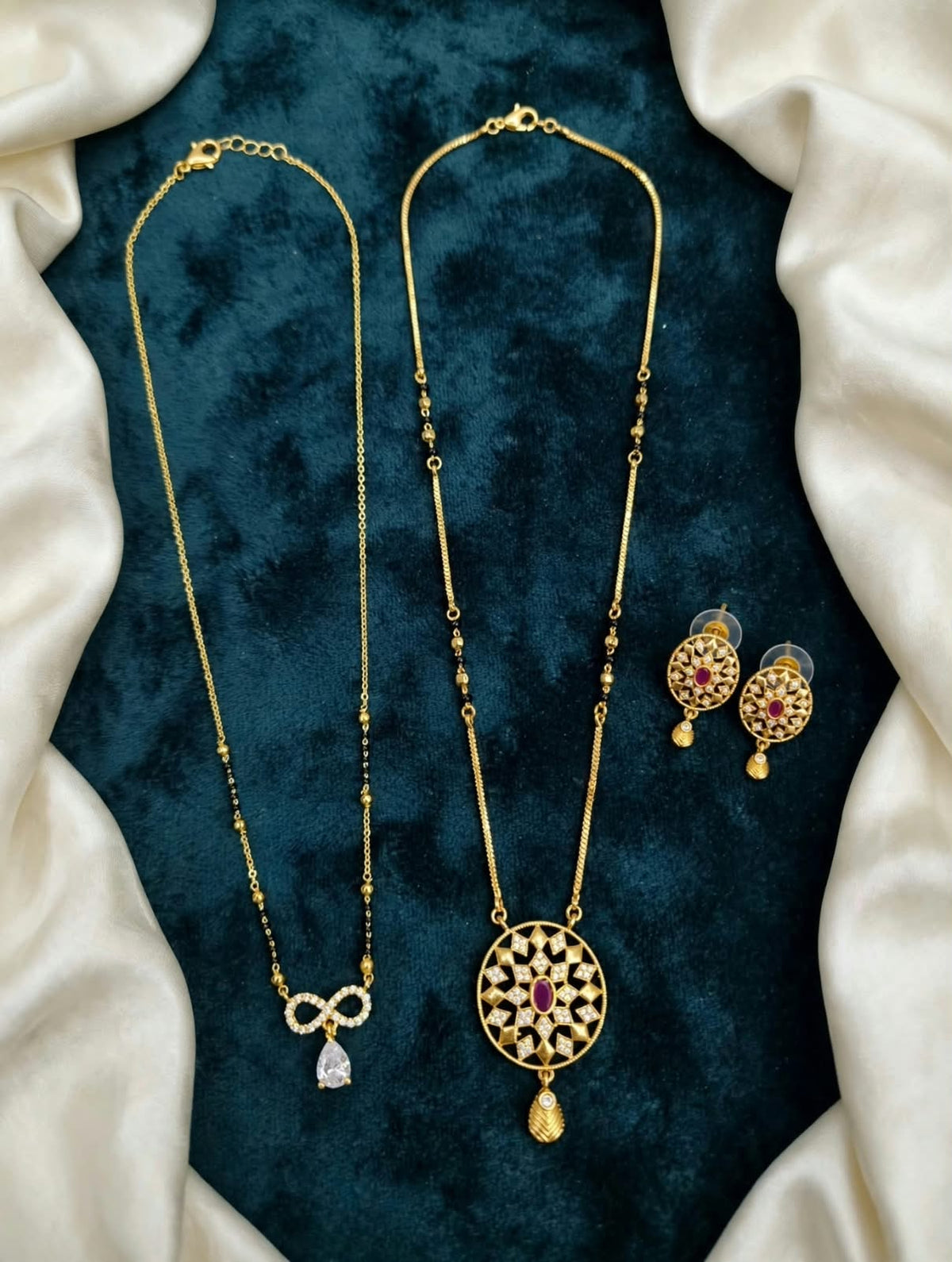 Golden Infinity Ruby Mangalsutra Set