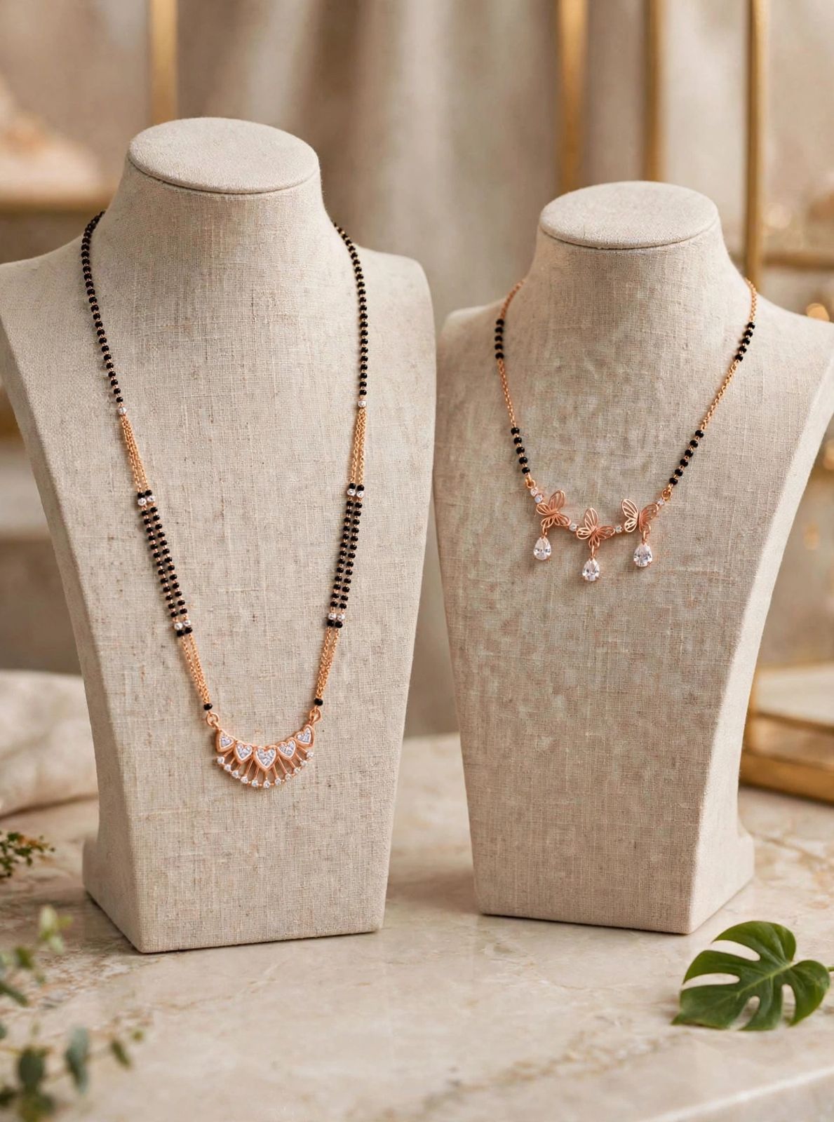 Rosé Heart & Butterfly Mangalsutra Set