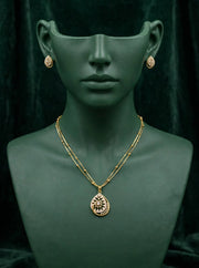 Golden Teardrop Double-Layer Necklace Set