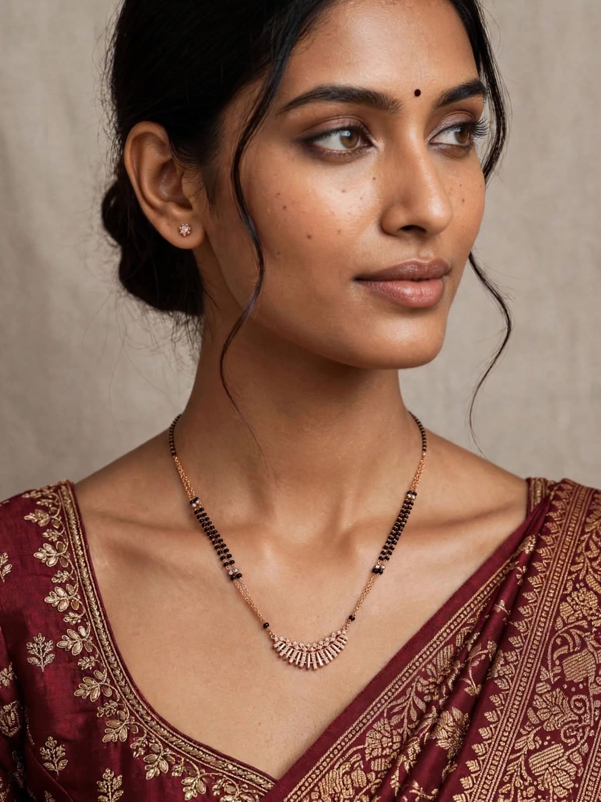 Rose Fan Charm Layered Mangalsutra
