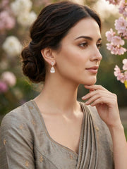 Rose Gold Dual-Stone Teardrop Earrings
