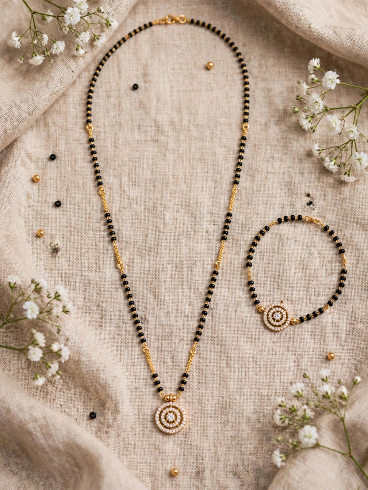 Golden Circle Stone Mangalsutra Set