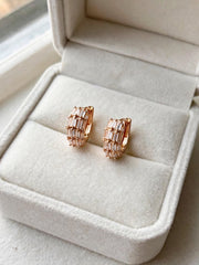 Rose Gold Baguette Layered Hoop Earrings