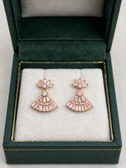 Rose Gold Fan Crystal Drop Earrings