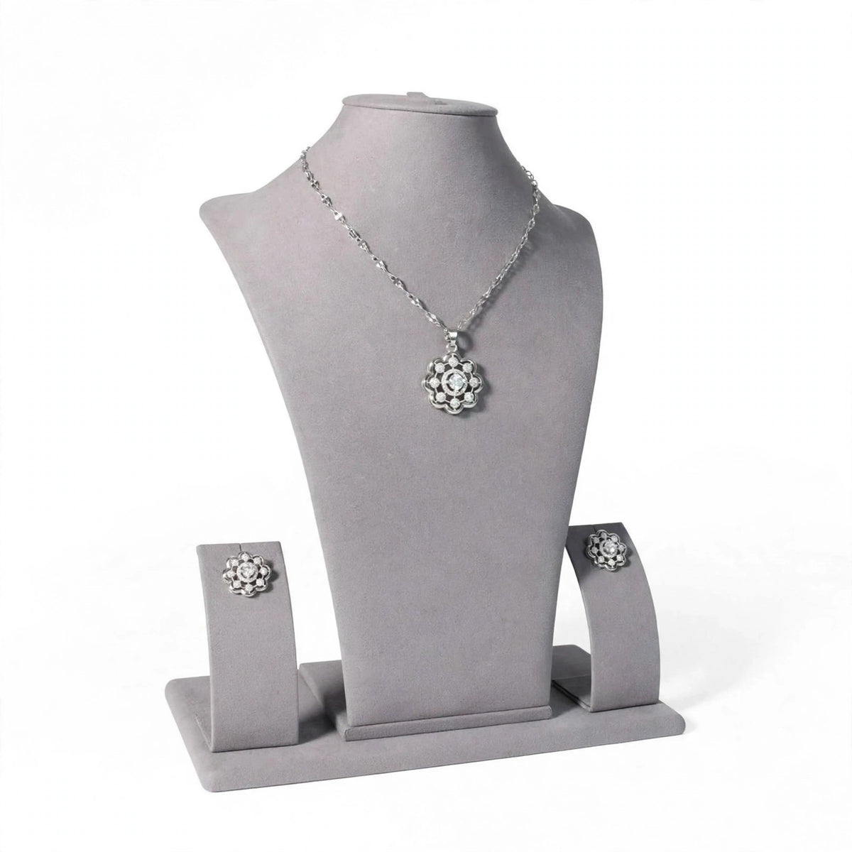 Silver Floral Radiance Necklace Set