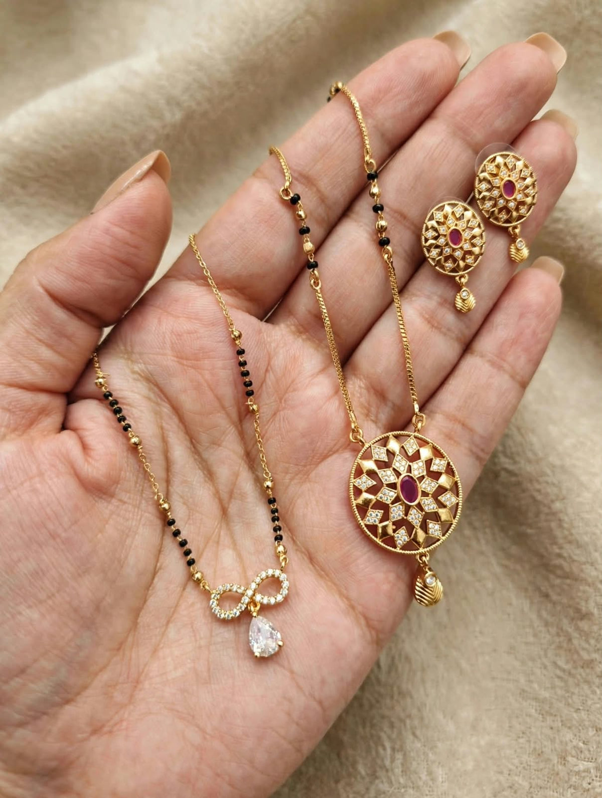 Golden Infinity Ruby Mangalsutra Set