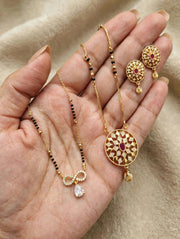 Golden Infinity Ruby Mangalsutra Set