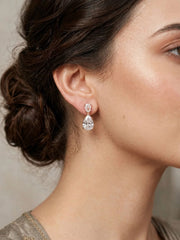 Rose Gold Dual-Stone Teardrop Earrings