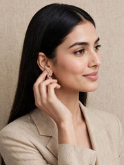 Rose Gold Floral Crystal Stud Earrings