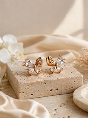 Rose Gold Butterfly Crystal Stud Earrings